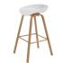 Tabouret haut style scandinave assise blanche pieds imitation bois, gamme Bayou - France Bureau