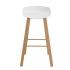 Tabouret haut style scandinave assise blanche pieds imitation bois, gamme Bayou - France Bureau